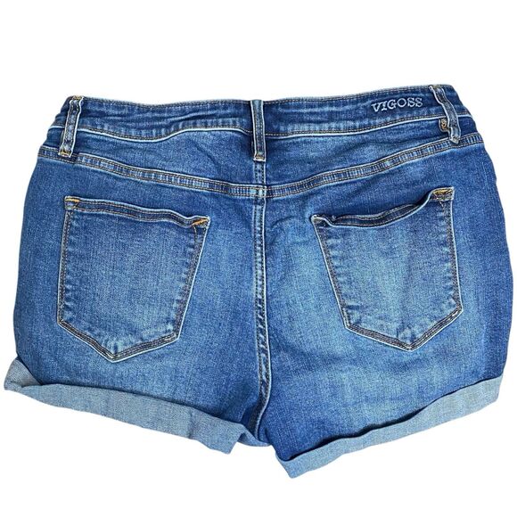 Vigoss Marley Jean Shorts Womens 31 Blue Denim Stretch Cuffed Mid Rise Casual - Picture 2 of 8